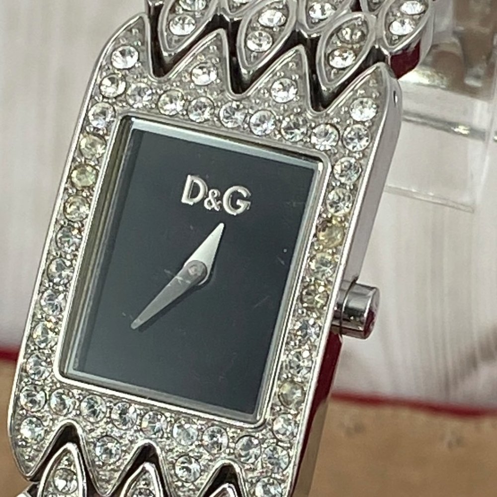 Dolce and Gabbana Silver Tone Watch Crystal Bezel and Bracelet